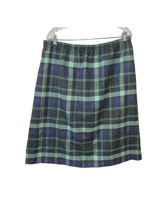 Blair Dresses & Skirts - Blair Womens XL Plaid Skirt With Elastic Waistband Green Purple